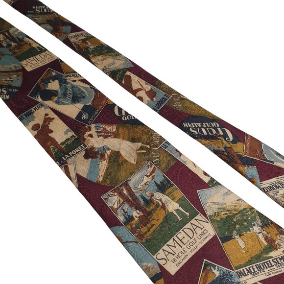 Jos A Bank Vintage Premier Collection Courses Country Club Silk Tie Dad Gift - Picture 2 of 6